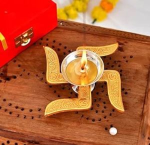 Swastik Shape Metal Diya