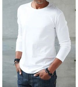 Men's White Full Sleeve T Shirt