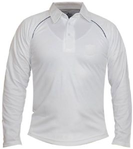 Mens White Full Sleeves Cricket T-Shirt