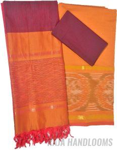 3PC Pochampally Ikat / Ikkat Handloom Cotton Silk Unstitched Dress Material Set for Women - DA002