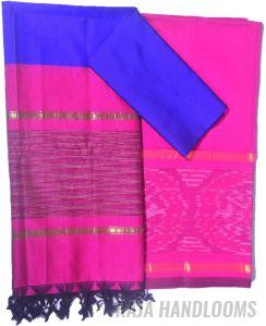 3PC Pochampally Ikat / Ikkat Handloom Cotton Silk Unstitched Dress Material Set for Women DA022