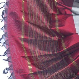 3PC Pochampally Ikat / Ikkat Handloom Cotton Silk Unstitched Dress Material Set for Women - DA027