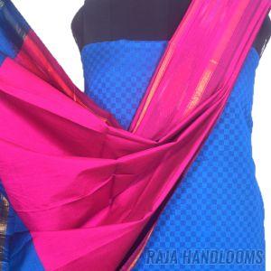 3PC Pochampally Ikat / Ikkat Handloom Cotton Silk Unstitched Dress Material Set for Women - AL004