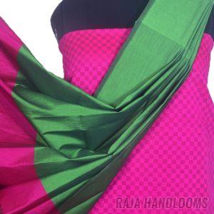 3PC Pochampally Ikat / Ikkat Handloom Cotton Silk Unstitched Dress Material Set for Women - AL005