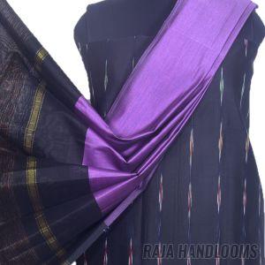 3PC Pochampally Ikat / Ikkat Handloom Cotton Silk Unstitched Dress Material Set for Women - SW002