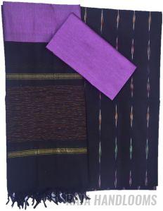 3PC Pochampally Ikat / Ikkat Handloom Cotton Silk Unstitched Dress Material Set for Women - SW002