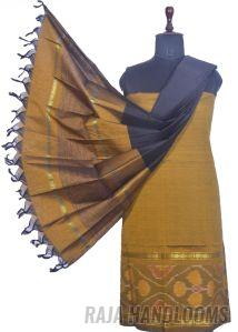 3PC Pochampally Ikat / Ikkat Handloom Cotton Silk Unstitched Dress Material Set for Women - PE004