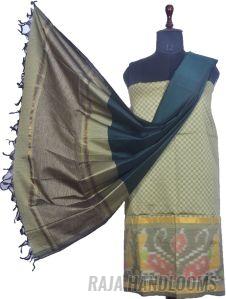 3PC Pochampally Ikat / Ikkat Handloom Cotton Silk Unstitched Dress Material Set for Women - AL006