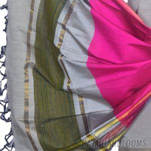 3PC Pochampally Ikat / Ikkat Handloom Cotton Silk Unstitched Dress Material Set for Women - PE003