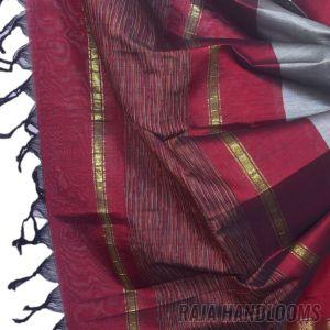 3PC Pochampally Ikat / Ikkat Handloom Cotton Silk Unstitched Dress Material Set for Women - PE005