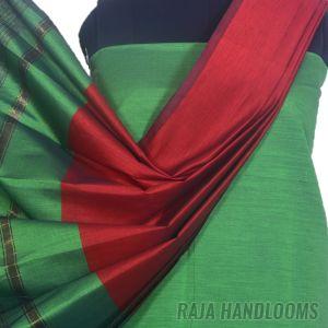 3PC Pochampally Ikat / Ikkat Handloom Cotton Silk Unstitched Dress Material Set for Women - PE008