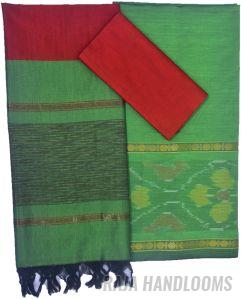 3PC Pochampally Ikat / Ikkat Handloom Cotton Silk Unstitched Dress Material Set for Women - PE008