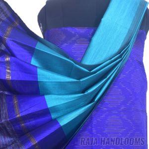 3PC Pochampally Ikat / Ikkat Handloom Cotton Silk Unstitched Dress Material Set for Women - MA001