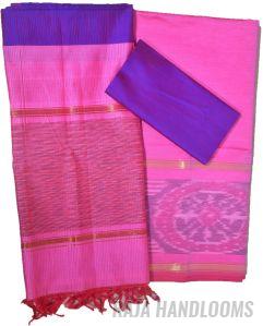 3PC Pochampally Ikat / Ikkat Handloom Cotton Silk Unstitched Dress Material Set for Women - DA005