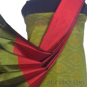 3PC Pochampally Ikat / Ikkat Handloom Cotton Silk Unstitched Dress Material Set for Women - MA003