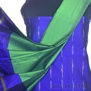 3PC Pochampally Ikat / Ikkat Handloom Cotton Silk Unstitched Dress Material Set for Women - SW001