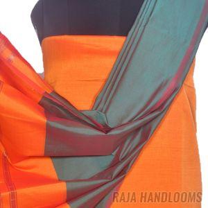 3PC Pochampally Ikat / Ikkat Handloom Cotton Silk Unstitched Dress Material Set for Women - DA006