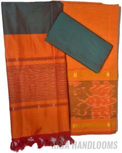 3PC Pochampally Ikat / Ikkat Handloom Cotton Silk Unstitched Dress Material Set for Women - DA006