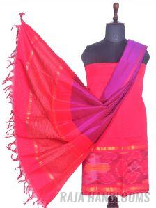 3PC Pochampally Ikat / Ikkat Handloom Cotton Silk Unstitched Dress Material Set for Women - DA009