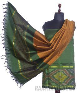 3PC Pochampally Ikat / Ikkat Handloom Cotton Silk Unstitched Dress Material Set for Women - DA017