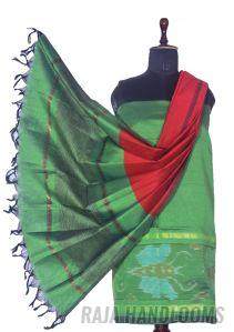 3PC Pochampally Ikat / Ikkat Handloom Cotton Silk Unstitched Dress Material Set for Women - DA021