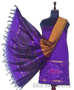 3PC Pochampally Ikat / Ikkat Handloom Cotton Silk Unstitched Dress Material Set for Women - DA028