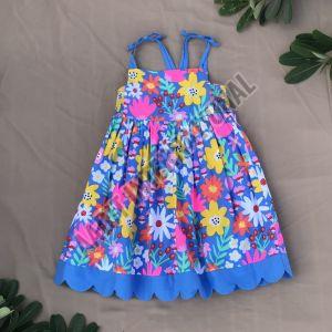 Girls Flower Printed Cotton Frock