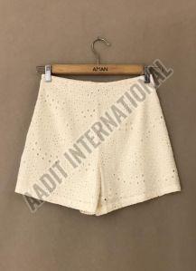 Ladies Beachwear Chikankari Cotton Shorts