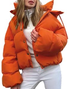 Women Orange Quilted Jacket