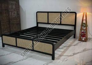 Wooden Rattan Canning King Size Double Bed