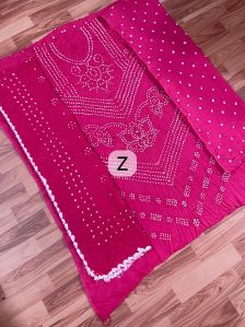 Ladies Pink Cotton Unstitched Suit