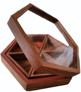 6 Compartment Wooden Spice Box
