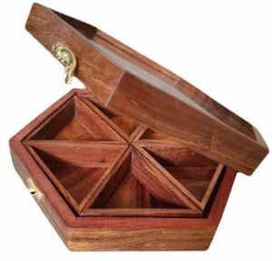 6 Compartment Wooden Spice Box