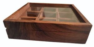9 Compartment Wooden Spice Box