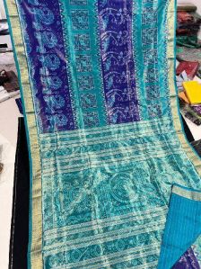 Ladies Beautiful Print Sambalpuri Tissue Silk Saree