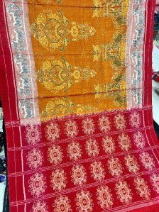 Ladies Beutiful Printed Sambalpuri Pure Cotton Saree