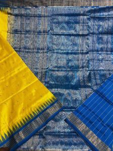 Ladies Navy Blue & Yellow Sambalpuri Original Silk Saree
