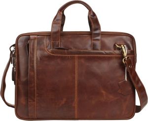 Mens Oil Pull Up Hunter Leather Messenger Bag