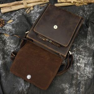 Mens Hunter Leather Satchels Crossbody Sling Bag
