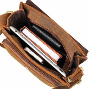 Mens Hunter Leather Satchels Crossbody Sling Bag