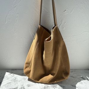 ladies suede leather shoulder hobo bag