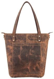 Ladies Hunter Leather Shoulder Shopping Tote Bag