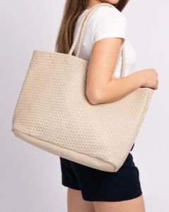 Ladies Leather Full Handwoven Shopping Tote Bag