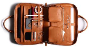 Mens Tan Genuine Leather Laptop Bag