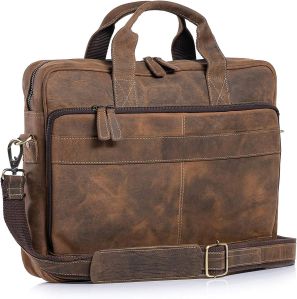 Mens Hunter Leather Cross Body Laptop Bag