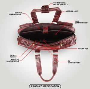 Mens Full Grain Genuine Leather Crossbody Messenger Bag