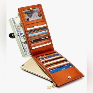 Ladies Cow Leather Modern Organizer Clutch Wallet