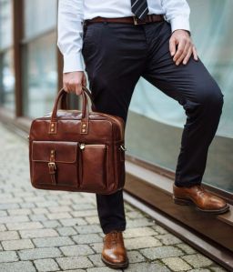 Mens Genuine Cow Milled VT Leather Laptop Bag