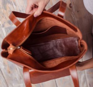 Ladies Cow Crunch Leather Shopping Tote Bag
