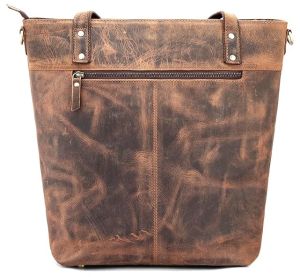 Ladies Hunter Leather Shoulder Shopping Tote Bag